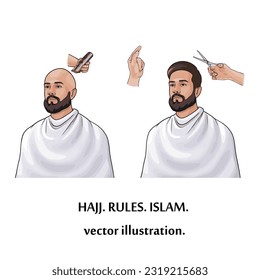 HAJJ. REGELN. ISLAM. Vektorgrafik.