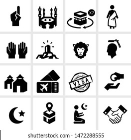 
Hajj Season Icon Set Including Hajj Process And Practice, Muslim Prayers,
Arabic Tradition And Culture, Umra Trip To Saudi Arabia 
