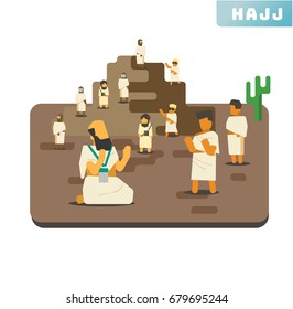 Hajj series, Pray in arafah. Vector illustration