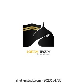 Hajj, Umra logo. Hajj mabrour islamic culture. Mecca icon concept tour and travel vector illustration