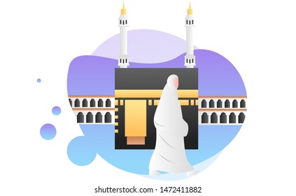 Hajj and umrah background illustration vector