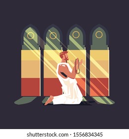 Hajj or Umrah illustration with people character and Mecca concept