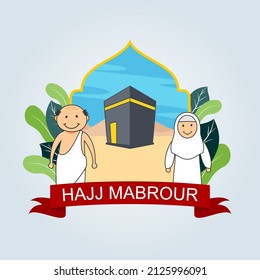 hajj and umrah isolated hand drawn style cartoon. Vector illustration