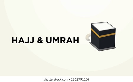 Hajj and Umrah with Kaaba icon. Vector illustration logo.