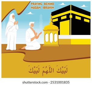 Hajj and umrah landing page template for travel service business website and mobile web. Flat vector modern illustration 