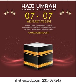 Hajj and Umrah Luxury package flyer, Ramadan Kareem flyer template islamic brochure post Arabic calligraphy, Greeting card celebration of Muslim community festival, Translation: The month of fasting