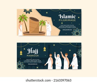 Hajj or Umrah Mabroor Banner Template Social Media Flat Cartoon Background Illustration