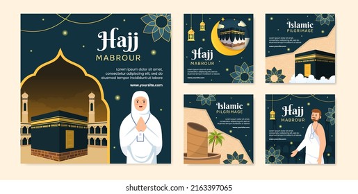 Hajj or Umrah Mabroor Post Template Social Media Flat Cartoon Background Illustration