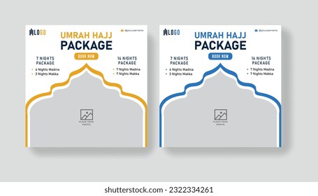 Hajj and umrah package social media design and web banner for for travel agency.