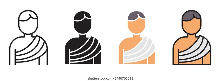 Hajj and Umrah Pilgrimage Icons. Depictions of Islamic Worship and Holy Journey Symbols