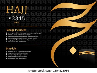 Hajj or Umrah template, banner, flyer, brochure, background vector illustration. Split layer of text and background islamic theme vector illustration.