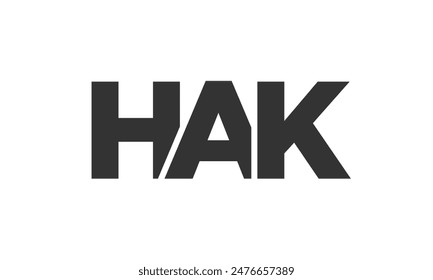 PLANTILLA de diseño de logotipo HAK con texto fuerte y moderno en negrita. Logotipo de Vector inicial basado en tipografía simple y mínima. Identidad de empresa de moda ideal para la presencia de marca de negocios.