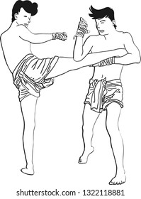 Hak Nguang Aiyara, an action way of a Muay Thai kick boxing and using elbow hit and locked arms. concept fighter.