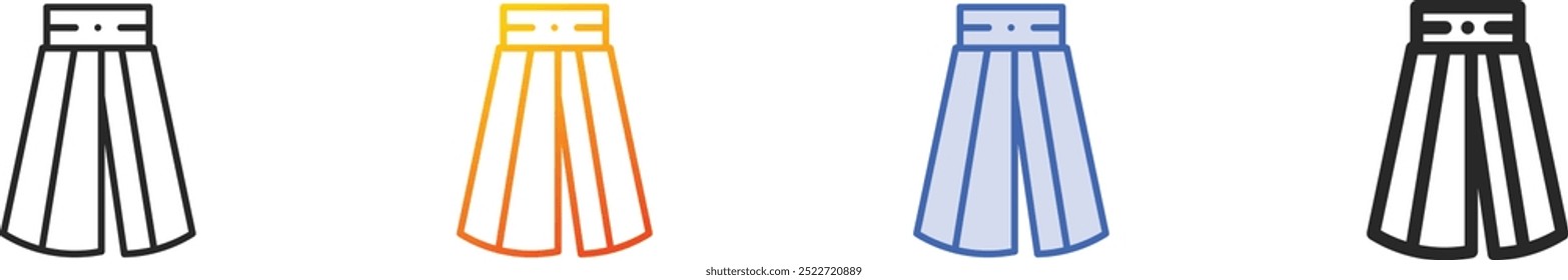 hakama icon.Thin Linear, Gradient, Blue Stroke and bold Style Design Isolated On White Background