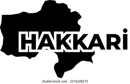 Mapa de Hakkari con la escritura de la provincia de Hakkari en Turquía