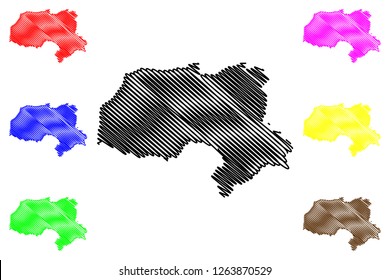 Hakkari (Provinces of the Republic of Turkey) map vector illustration, scribble sketch Hakkâri ili map