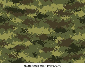 Hakki camouflage seamless pattern. Abstract pixel camo. Fabric print for hunting and fishing.