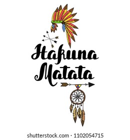 Hakuna matata Hand drawn typography vector Illustration