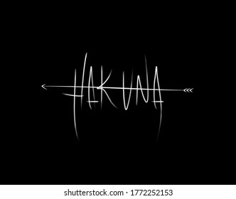 Hakuna (there is no) Lettering Text on Black background in vector illustration