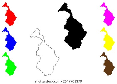 Cidade de Hakusan (Japão, Nihon-koku ou Nippon-koku, região de Chubu) mapa ilustração vetorial, esboço de rabisco Mapa de Hakusan-shi