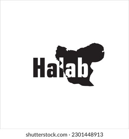 Halab map and black lettering design on white background
