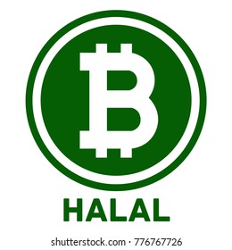 Halal Bitcoin symbol in the circle flat design vector illustration