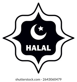 Halal Certification Symbol Isolated Vector Illustration. Stamp or sticker. Represents religious compliance and consumer assurance in food products and services.