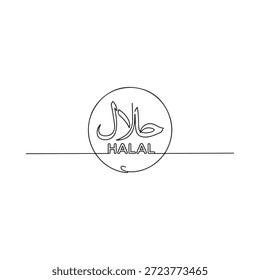 Halal certification symbol in a simple line drawing style illustration