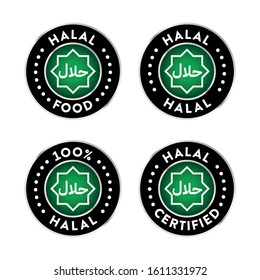 Halal certification vector icons set