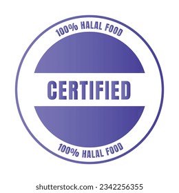 Halal certified badge design vector, Halal food product stamp, Authorized halal food and drink  ribbon stamp label