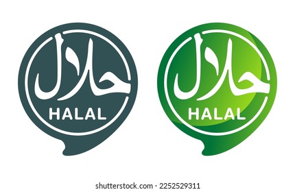 Halal certified food emblem for traditional muslim food products - isolated vector rounded sticker