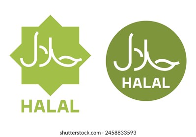 Emblema de comida con certificación halal para productos de comida tradicional musulmana - pegatina en negrita