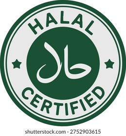 Halal Certified Green Badge Islamic Food Quality Seal Logo
