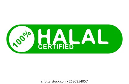 Design de rótulo certificado Halal em verde com texto branco dentro de forma oval