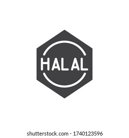 Halal certified label vector icon. filled flat sign for mobile concept and web design. Halal quality certificate glyph icon. Symbol, logo illustration. Vector graphics