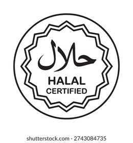 Halal certified logo with arabic script and english text