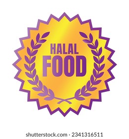 Halal food certified badge stamp, Authorized halal drink and food product label, Approved halal sign stamp