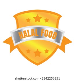 Halal food certified badge stamp, Authorized halal drink and food product label, Approved halal sign stamp