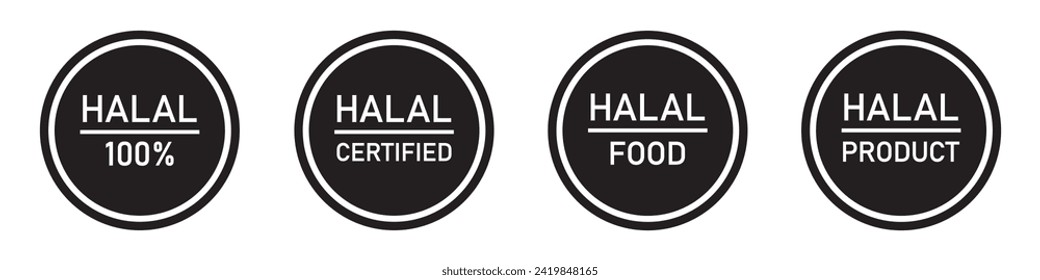 Halal food certified icon. Halal food labels Icon. Halal icon, Vector illustration
