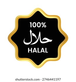 Halal food certified icon. Halal food labels. Halal sign, Vector illustration. Halal food certified sign, logo, badge, icon, sticker, label, emblem, stamp