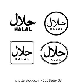 Halal food certificou o ícone. Rótulos e símbolos Halal vetorial.