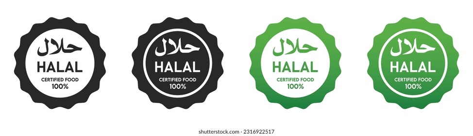 Halal food certified icon,Halal food product label set ,Muslim approved product badge sticker