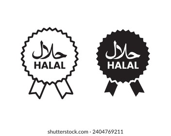Juego de iconos de comida halal. ilustración vectorial