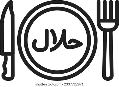 Imagen vectorial del icono de Halal Food. Adecuado para aplicaciones web móviles y medios de impresión.