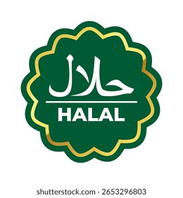 Etiqueta de comida halal aislada sobre fondo blanco