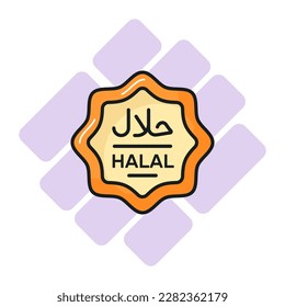 Diseño vectorial de etiqueta alimentaria halal en estilo moderno y moderno, icono fácil de usar