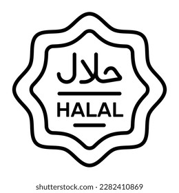 Halal-Food-Label-Vektordesign in modernem und trendigem Stil, einfach zu bedienen Symbol