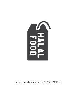 Halal food label vector icon. filled flat sign for mobile concept and web design. Certified halal food tag glyph icon. Symbol, logo illustration. Vector graphics