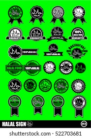 Halal food labels vector set,