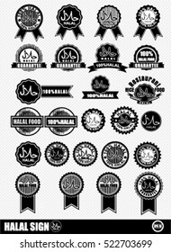Halal food labels vector set,